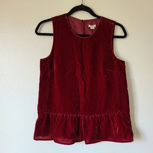 J. CREW Red Velvet Top - XS